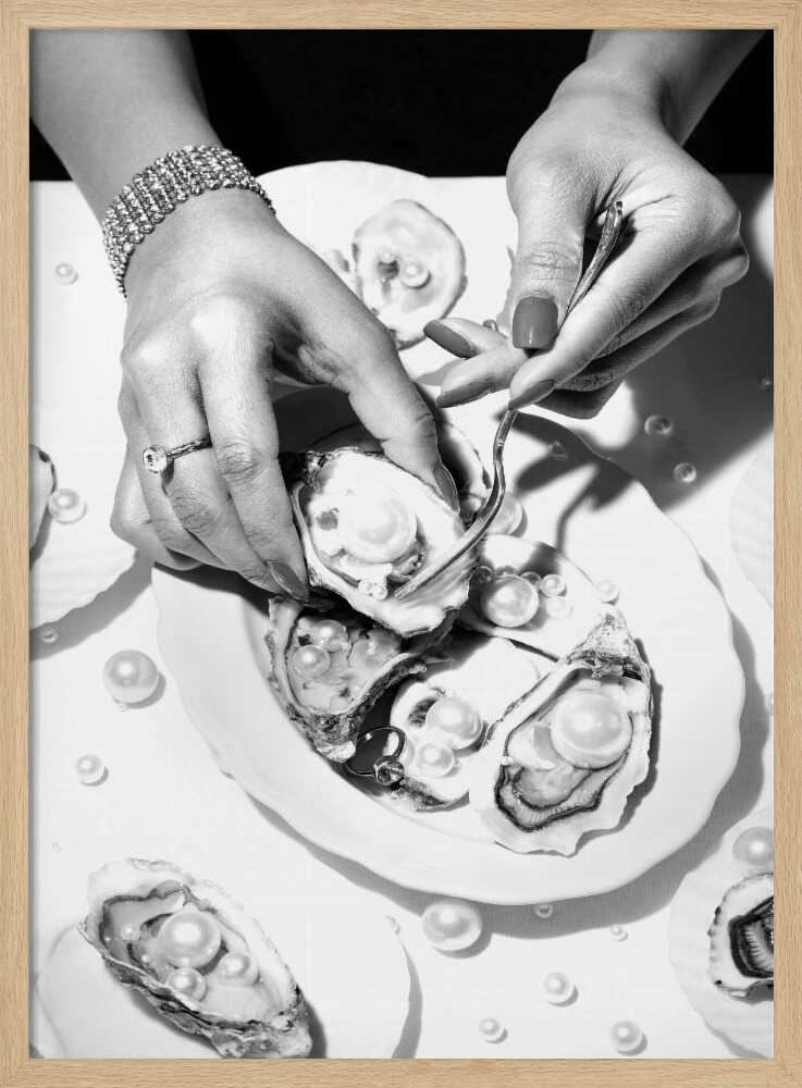 Elegant Pearl Oysters Art Print UK — Abstract Dark Wall Art — Kitchen — Wall It All Prints