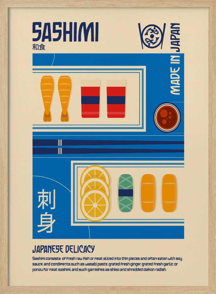 Japanese Sashimi Delicacy Art Print UK — Japanese Vibrant Wall Art — Kitchen — Wall It All Prints