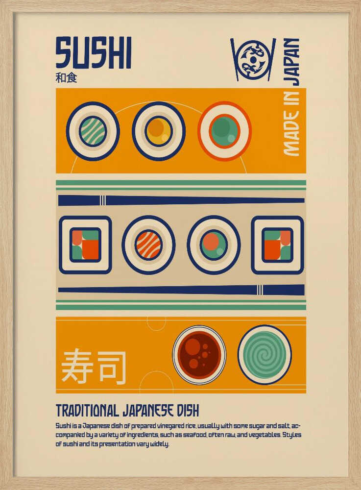 Sushi Japanese Food Print Art Print UK — Japanese Vibrant Wall Art — Kitchen — Wall It All Prints