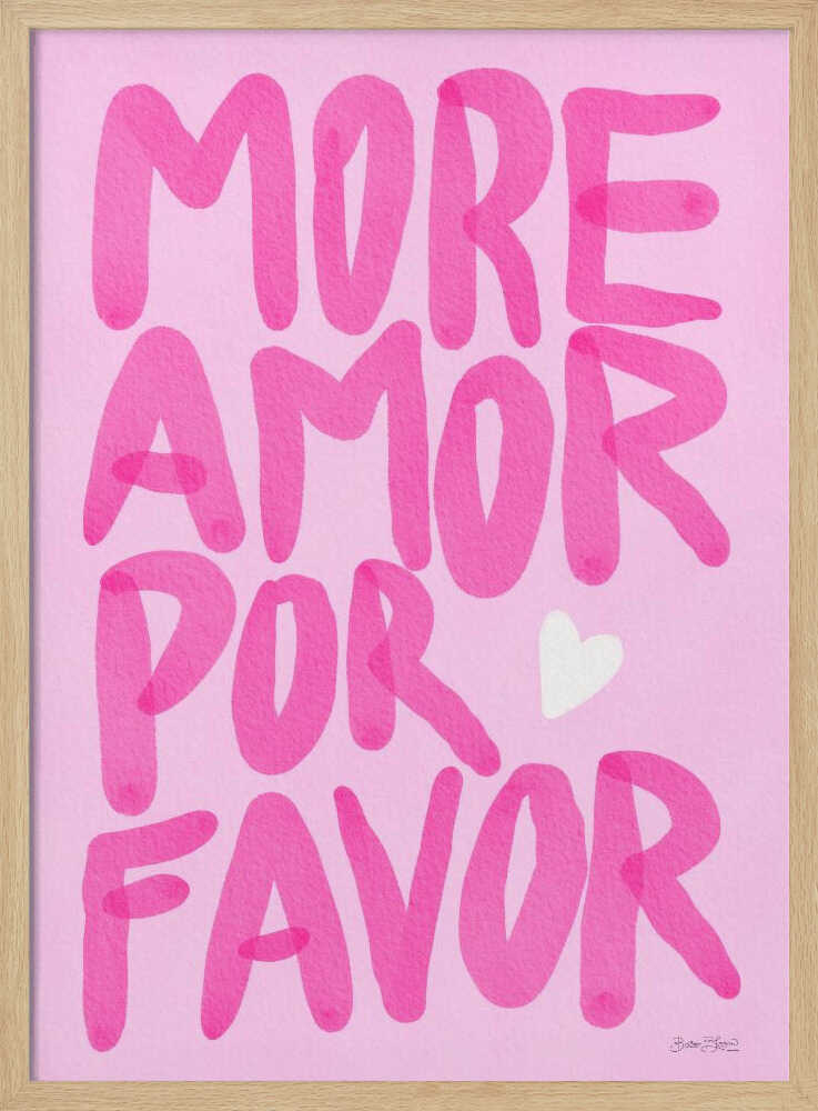 Pink More Amor Please Art Print UK — Botanical Vibrant Wall Art — Living Room — Wall It All Prints