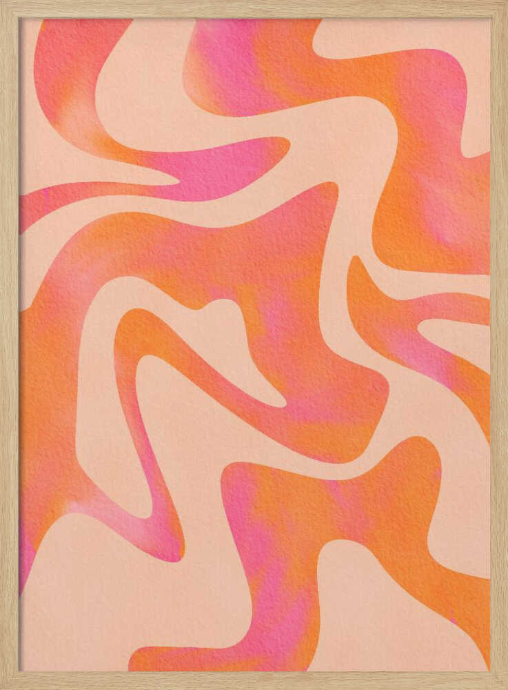 Groovy Pink Orange Swirls Art Print UK — Abstract Vibrant Wall Art — Living Room — Wall It All Prints