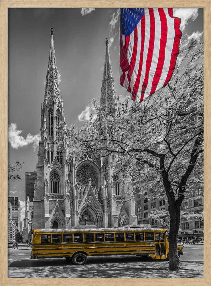 St Patrick's American Bus Art Print UK — Animal Dark Wall Art — Living Room — Wall It All Prints