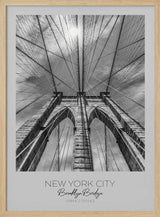 Brooklyn Bridge Upward View Art Print UK — Vintage Dark Wall Art — Living Room — Wall It All Prints