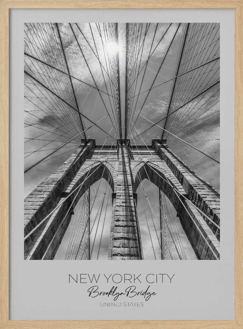 Brooklyn Bridge Upward View Art Print UK — Vintage Dark Wall Art — Living Room — Wall It All Prints