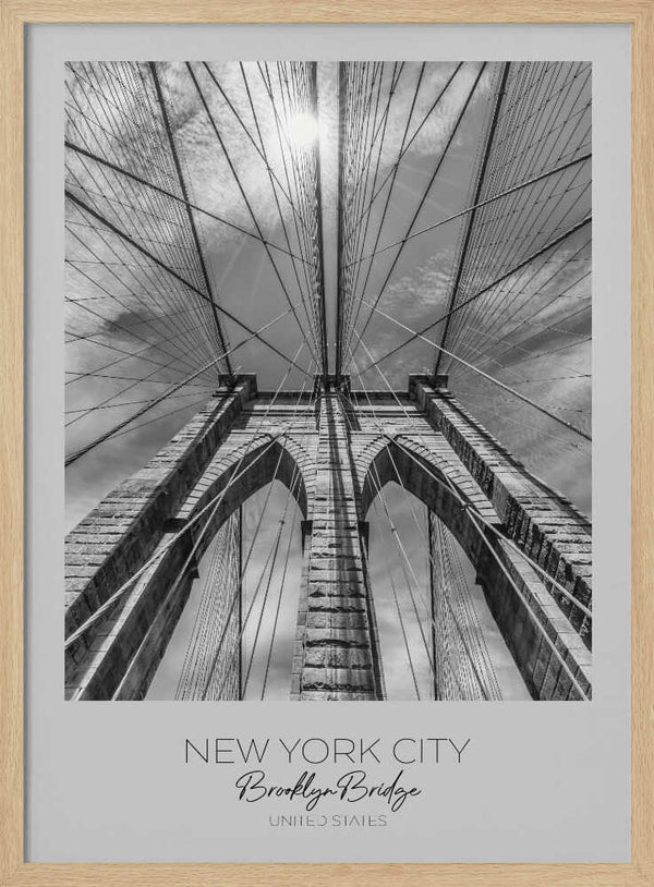 Brooklyn Bridge Upward View Art Print UK — Vintage Dark Wall Art — Living Room — Wall It All Prints
