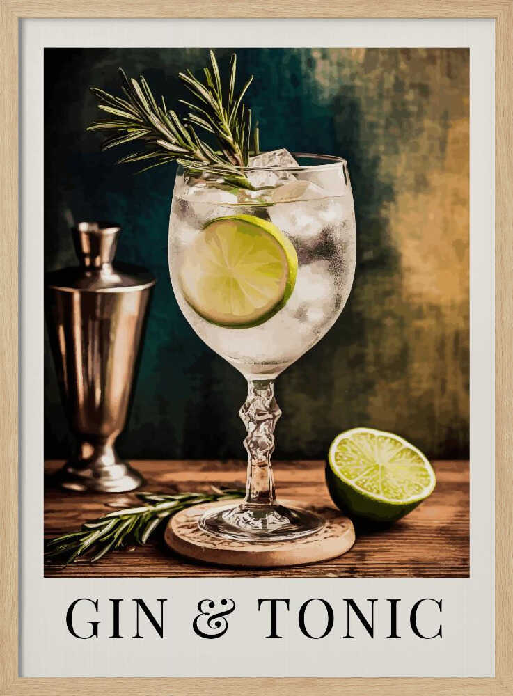 Elegant Gin and Tonic Art Print UK — Vintage Calm Wall Art — Kitchen — Wall It All Prints