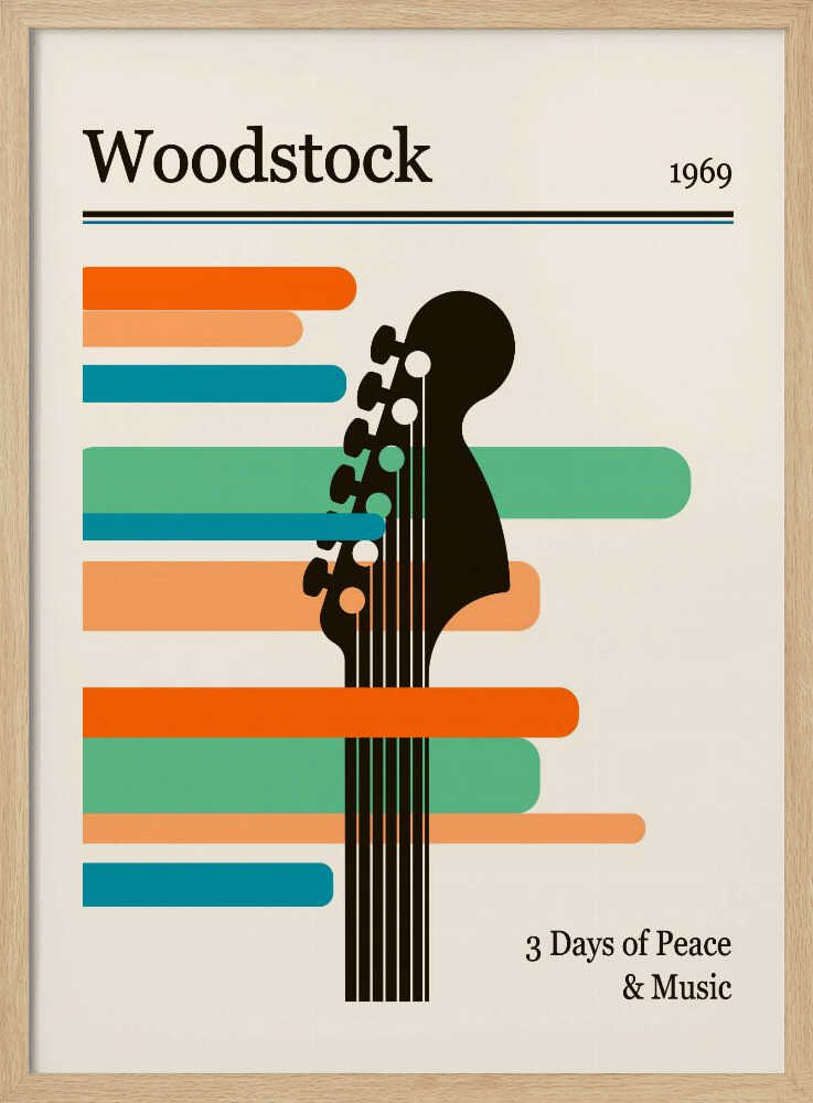 Woodstock Guitar Festival Art Print UK — Abstract Vibrant Wall Art — Living Room — Wall It All Prints