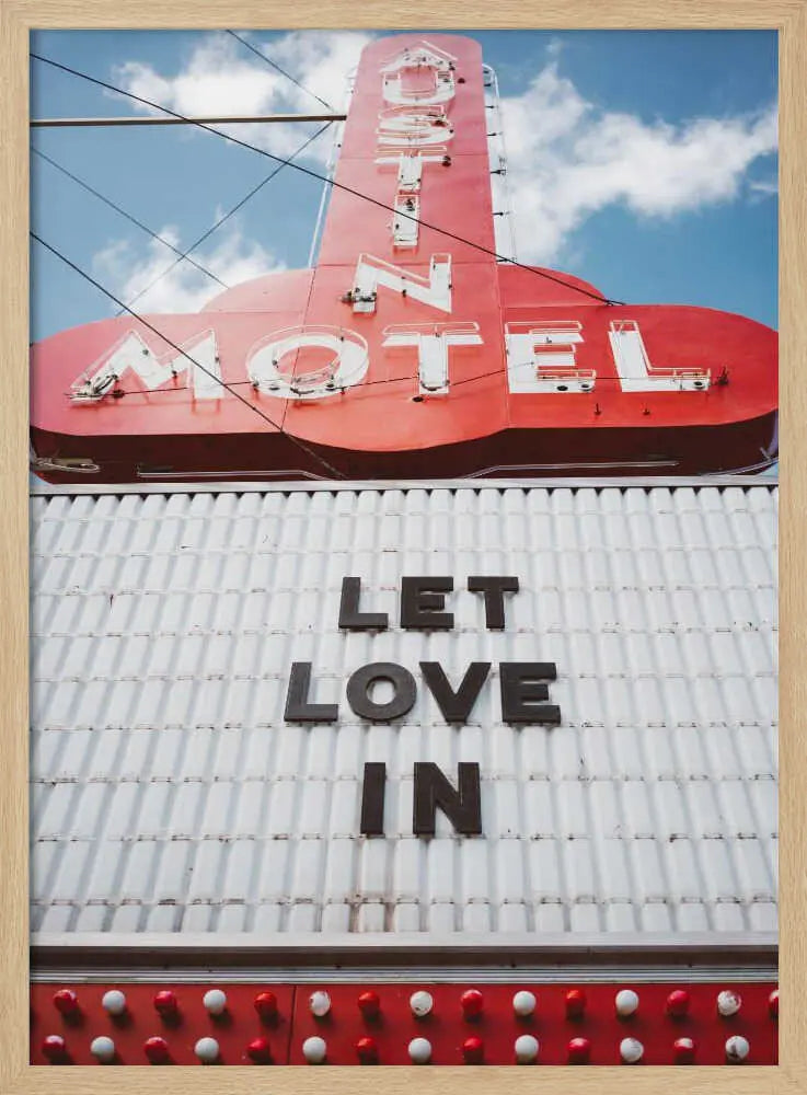 Retro Motel Love Sign Art Print UK — Portrait Vibrant Wall Art — Living Room — Wall It All Prints