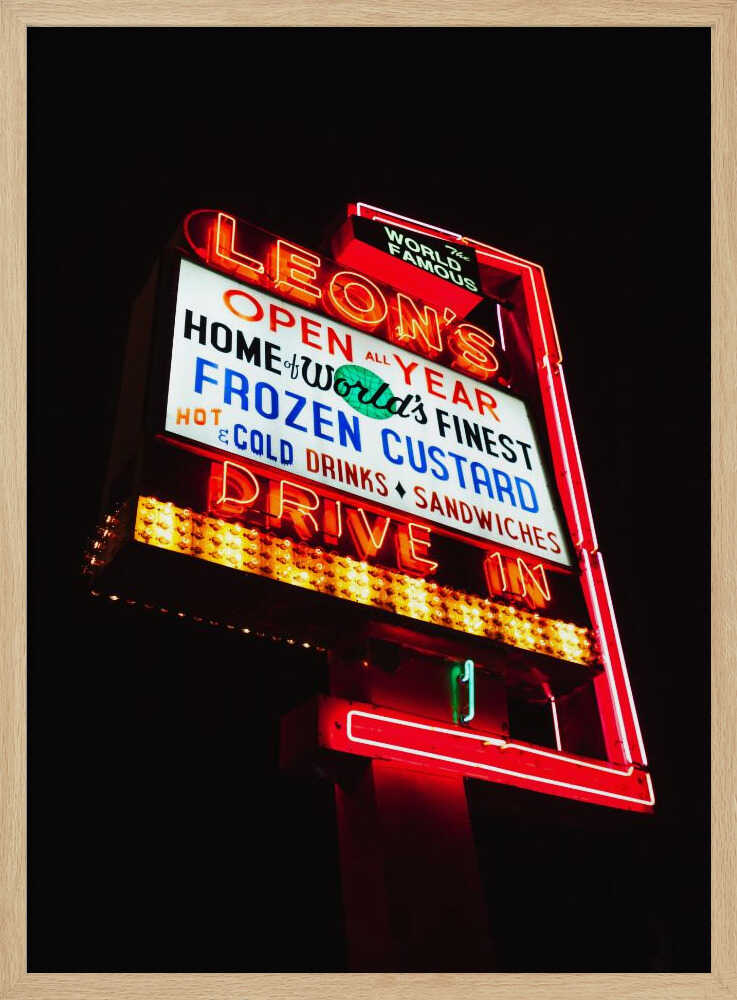 Retro Neon Drive In Art Print UK — Japanese Vibrant Wall Art — Living Room — Wall It All Prints