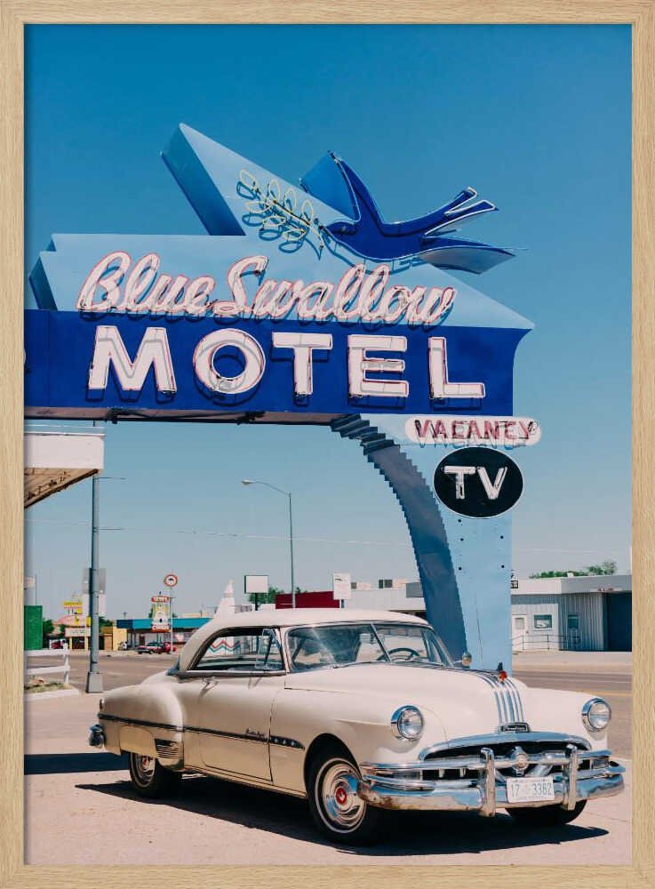 Route 66 Motel Classic Art Print UK — Portrait Vibrant Wall Art — Living Room — Wall It All Prints
