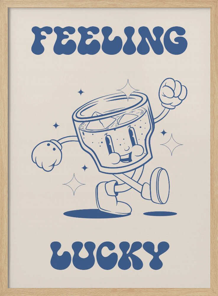 Feeling Lucky Drink Character Art Print UK — Abstract Minimal Wall Art — Office — Wall It All Prints