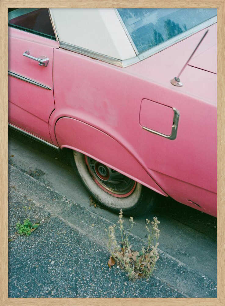 Vintage Pink Street Car Art Print UK — Automotive Vibrant Wall Art — Living Room — Wall It All Prints
