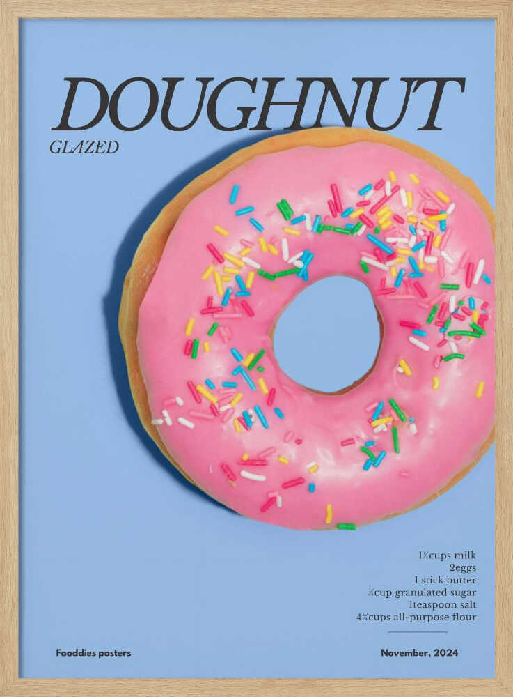Pink Sprinkled Doughnut Art Print UK — Food Vibrant Wall Art — Kitchen — Wall It All Prints