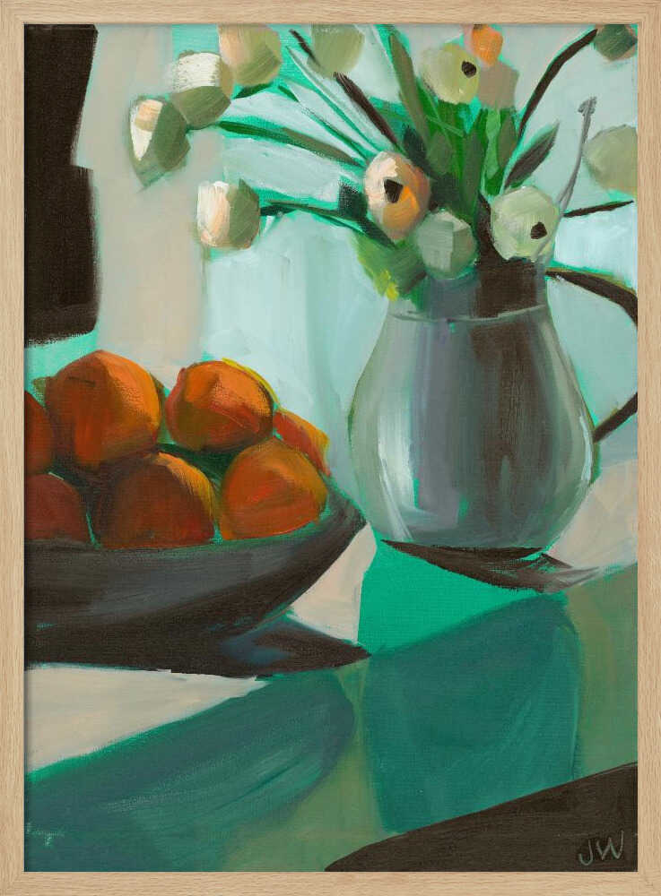 Oranges and White Ranunculus Art Print UK — Botanical Fresh Wall Art — Kitchen — Wall It All Prints