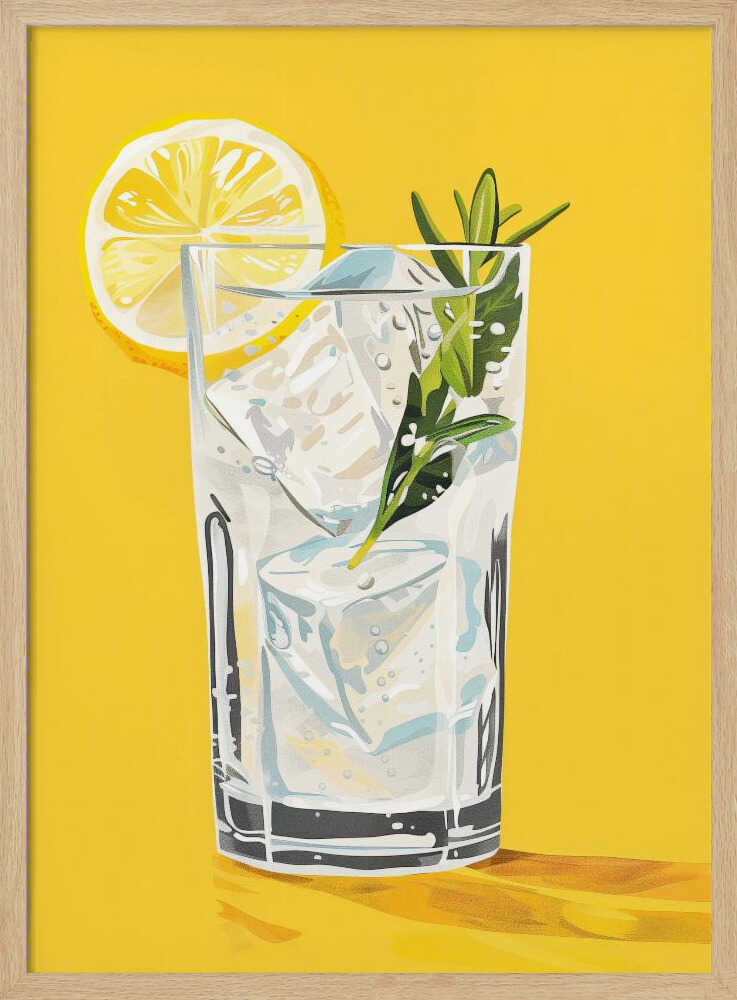 Lemon Rosemary Refresher Art Print UK — Vintage Calm Wall Art — Kitchen — Wall It All Prints