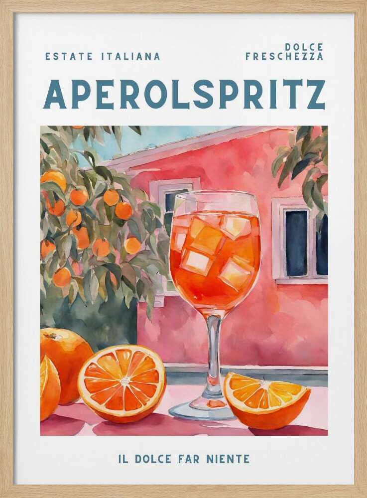 Aperol Spritz Summer Scene Art Print UK — Botanical Vibrant Wall Art — Kitchen — Wall It All Prints