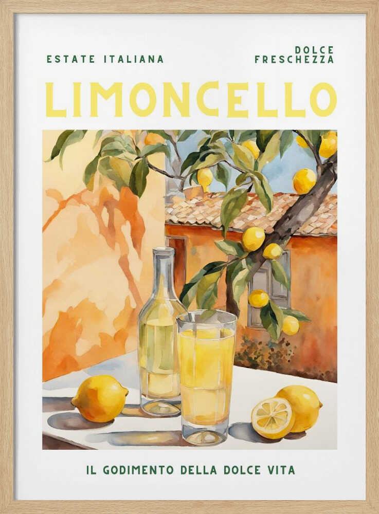 Summer Italian Limoncello Art Print UK — Food Vibrant Wall Art — Kitchen — Wall It All Prints
