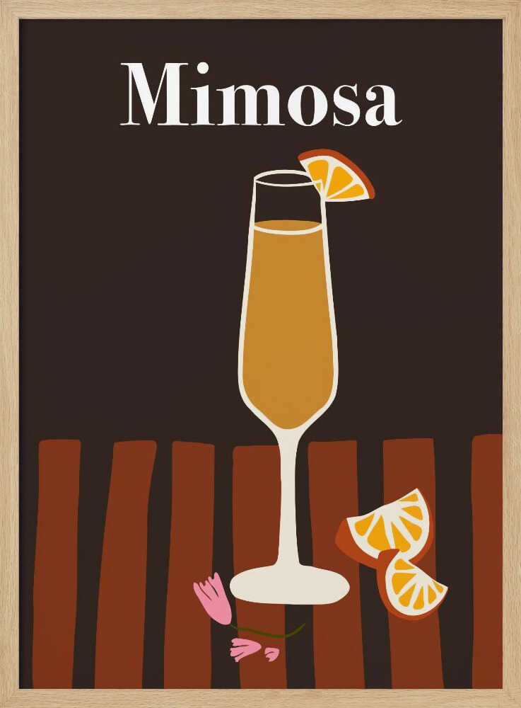 Elegant Mimosa Cocktail Art Print UK — Botanical Vibrant Wall Art — Kitchen — Wall It All Prints