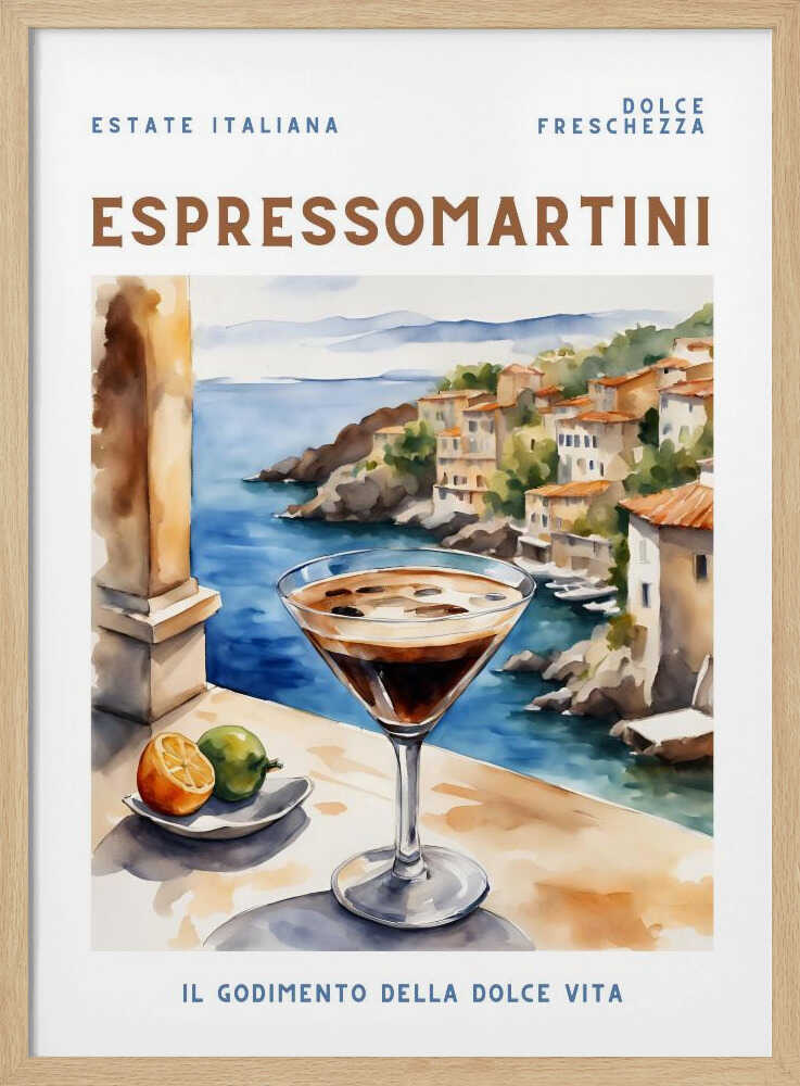 Italian Summer Espresso Martini Art Print UK — Landscape Vibrant Wall Art — Kitchen — Wall It All Prints