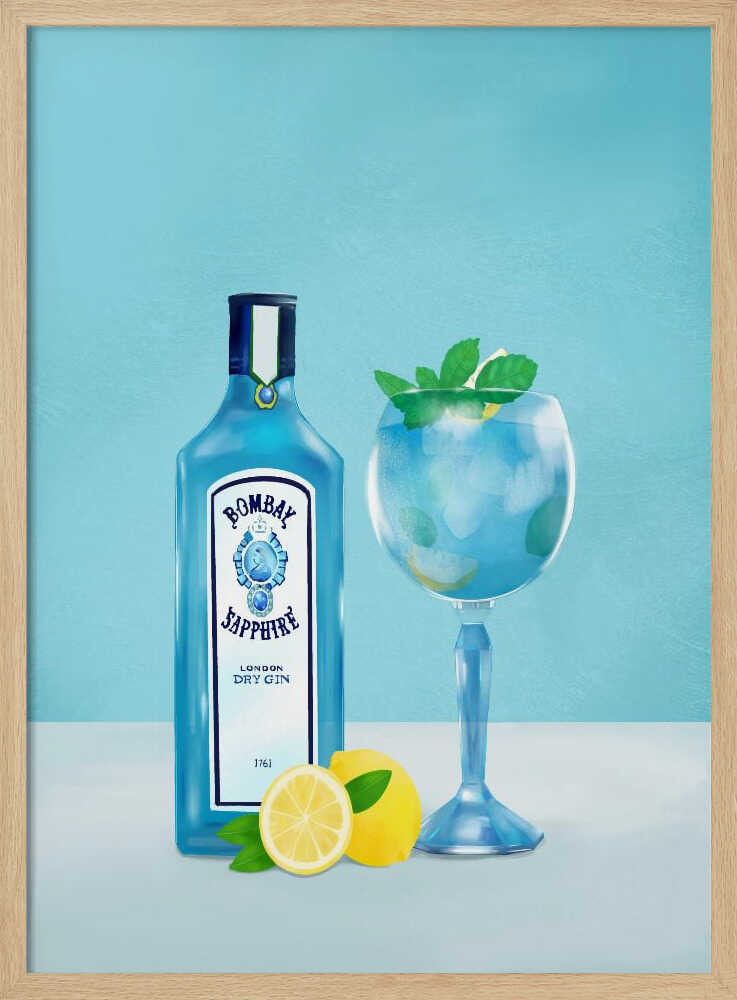 Gin Cocktail Art Print UK — Food Vibrant Wall Art — Kitchen — Wall It All Prints