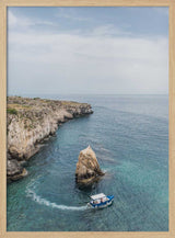 Turquoise Coastal Boat Trip Art Print UK — Landscape Calm Wall Art — Bedroom — Wall It All Prints