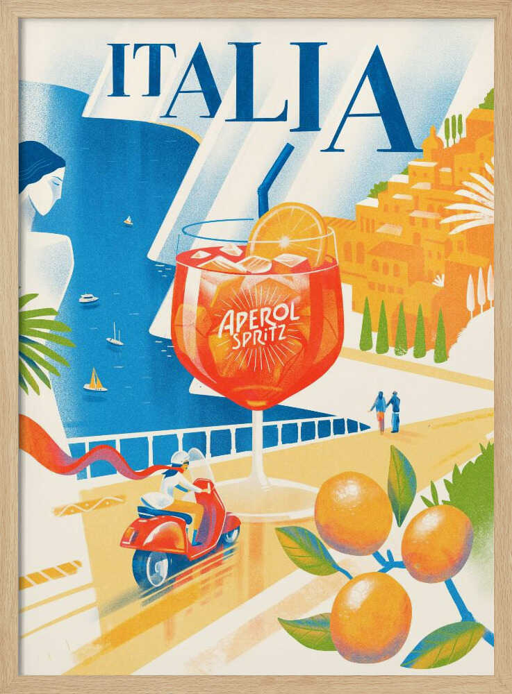 Italian Summer Coast Art Print UK — Portrait Vibrant Wall Art — Living Room — Wall It All Prints