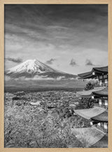 Iconic Fuji Pagoda Blossoms Art Print UK — Japanese Dark Wall Art — Living Room — Wall It All Prints