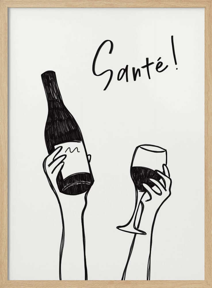 Santé Wine Toast Art Print UK — Abstract Dark Wall Art — Kitchen — Wall It All Prints