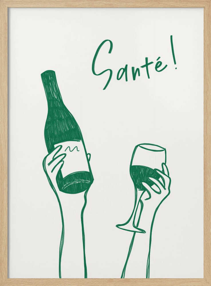 Santé Wine Toast Art Print UK — Abstract Minimal Wall Art — Kitchen — Wall It All Prints