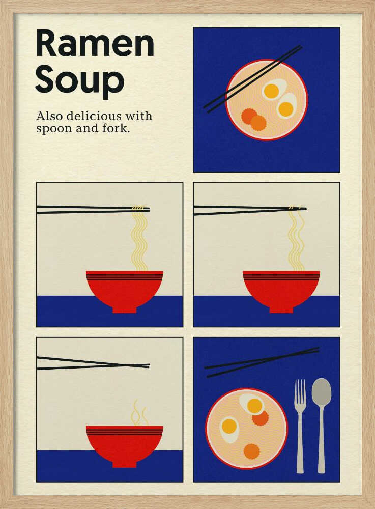 Poster Ramen Soup Art Print UK — Japanese Minimal Wall Art — Kitchen — Wall It All Prints