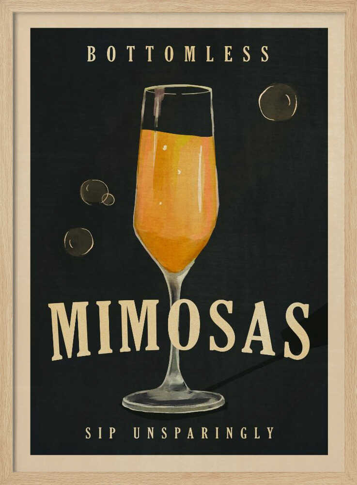 Bottomless Mimosas Art Deco Cocktail Bar Art Art Print UK — Dark Moody Dark Wall Art — Kitchen — Wall It All Prints