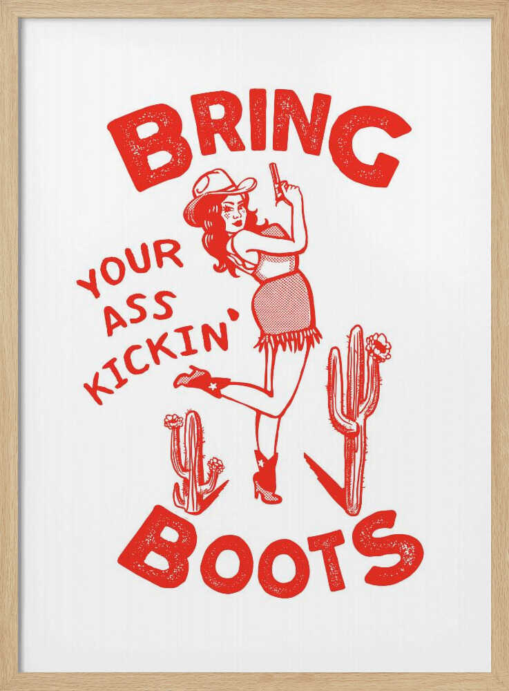 Ass Kicking Boots Funny Western Cowgirl Art Print UK — Abstract Vibrant Wall Art — Living Room — Wall It All Prints