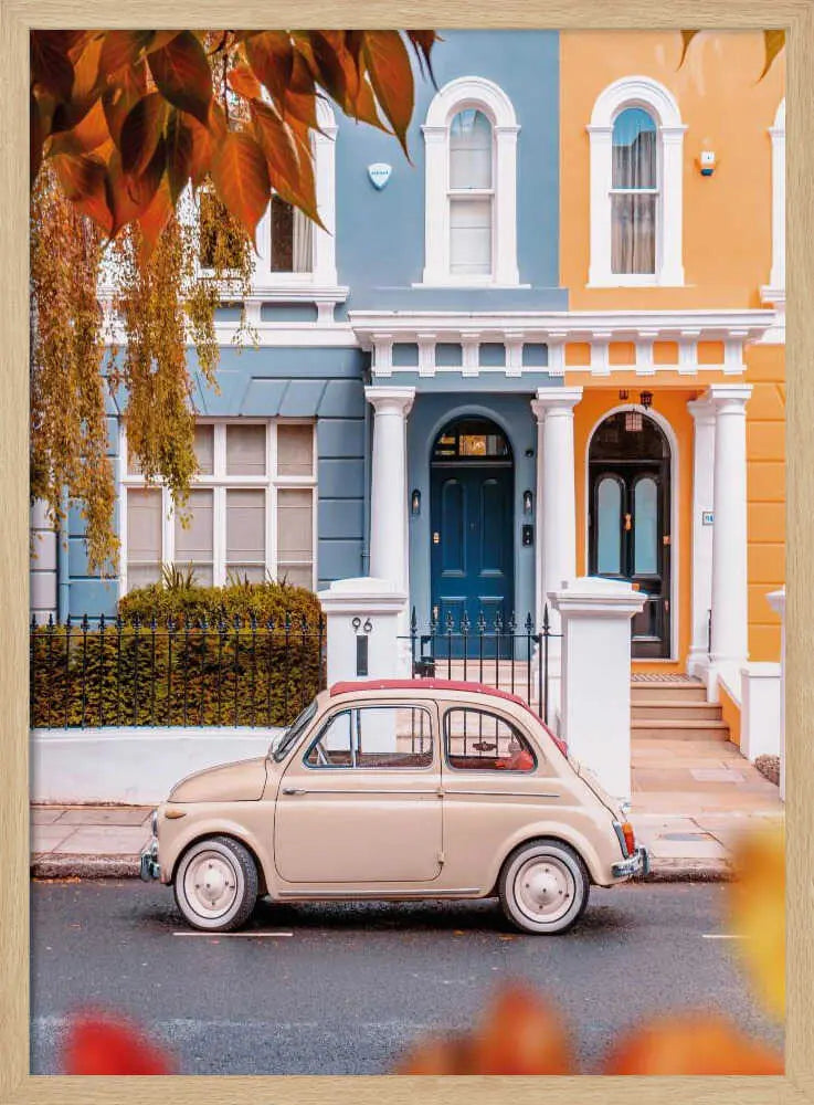 Colorful European Street Car Art Print UK — Vintage Vibrant Wall Art — Living Room — Wall It All Prints