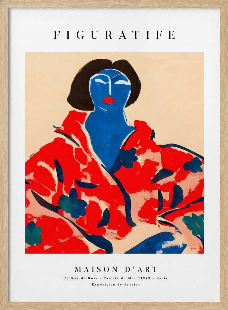 Blue Face Floral Portrait Art Print UK — Botanical Vibrant Wall Art — Living Room — Wall It All Prints