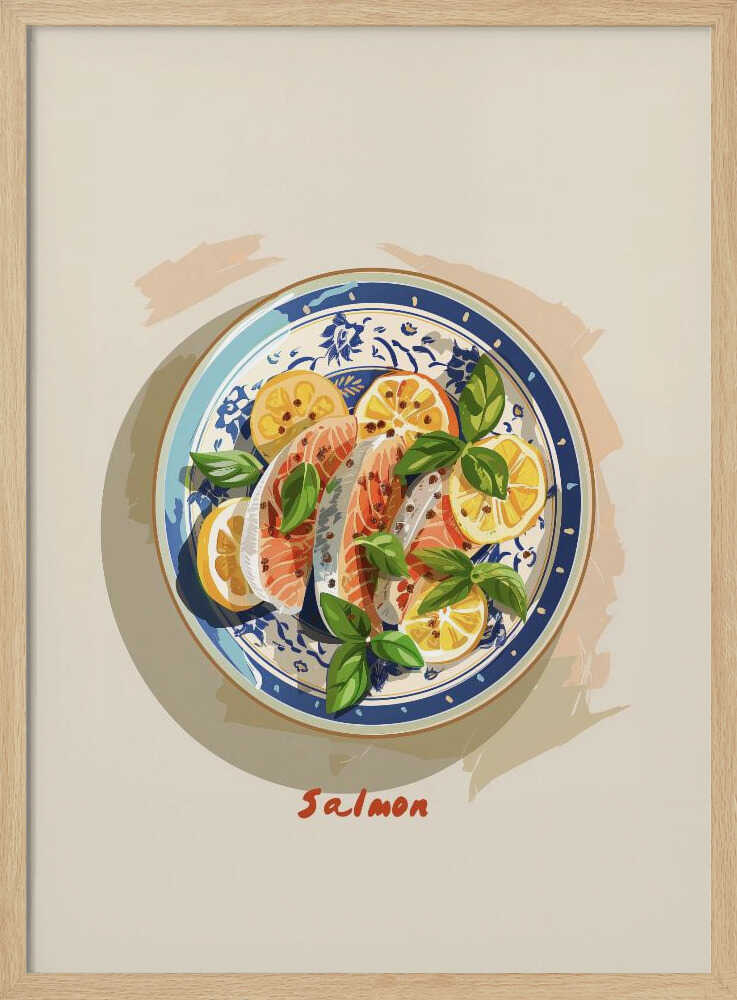 Zesty Salmon Plate Art Print UK — Food Fresh Wall Art — Kitchen — Wall It All Prints