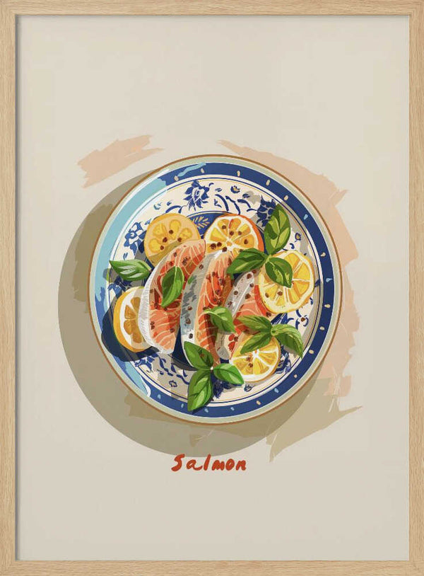 Zesty Salmon Plate Art Print UK — Food Fresh Wall Art — Kitchen — Wall It All Prints