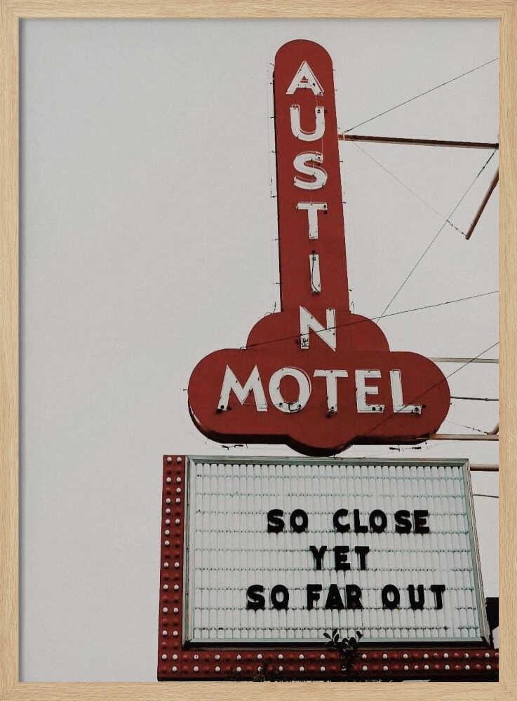 Austin Motel Vintage Sign Art Print UK — Vintage Vibrant Wall Art — Living Room — Wall It All Prints