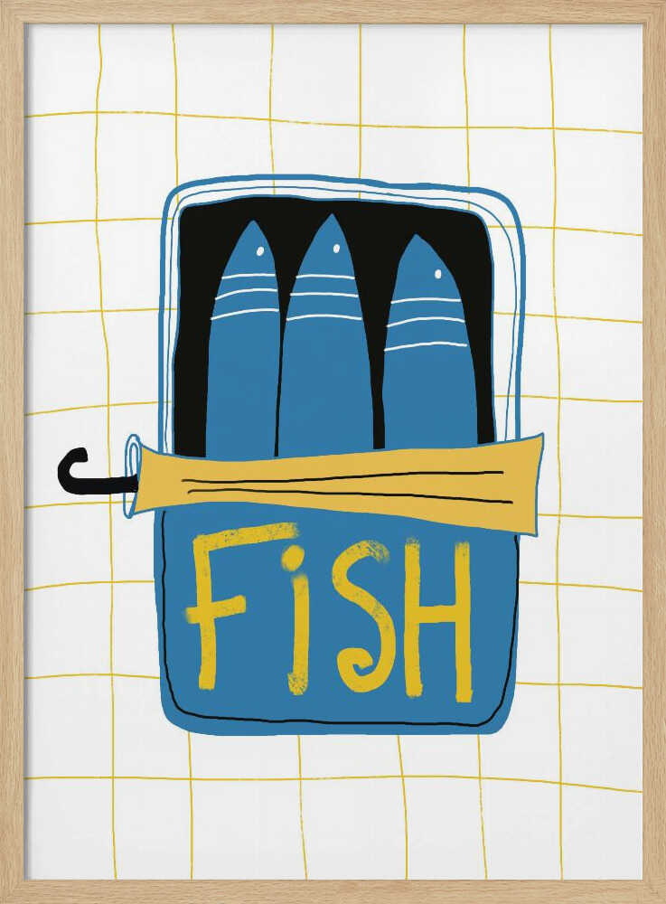 Blue Fish Tin Art Print UK — Abstract Vibrant Wall Art — Kitchen — Wall It All Prints