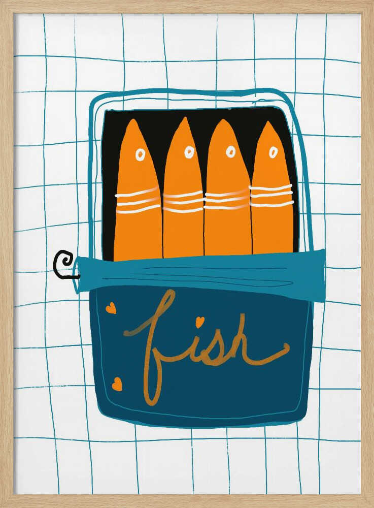 Orange Sardine Can Art Print UK — Abstract Vibrant Wall Art — Kitchen — Wall It All Prints