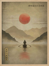 Misty Mountain Rower Art Print UK — Japanese Calm Wall Art — Bedroom — Wall It All Prints