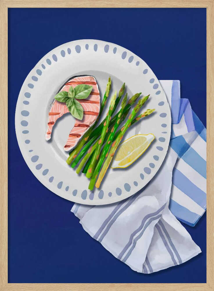 Fresh Grilled Salmon Art Print UK — Food Minimal Wall Art — Kitchen — Wall It All Prints