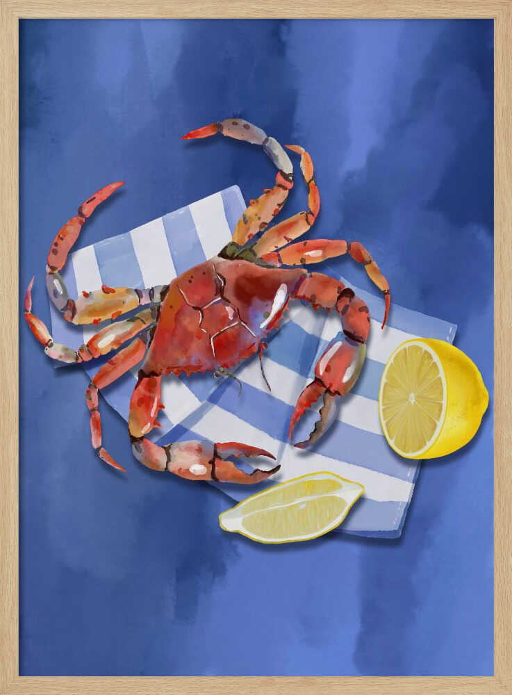 Fresh Crab and Lemon Art Print UK — Landscape Fresh Wall Art — Kitchen — Wall It All Prints