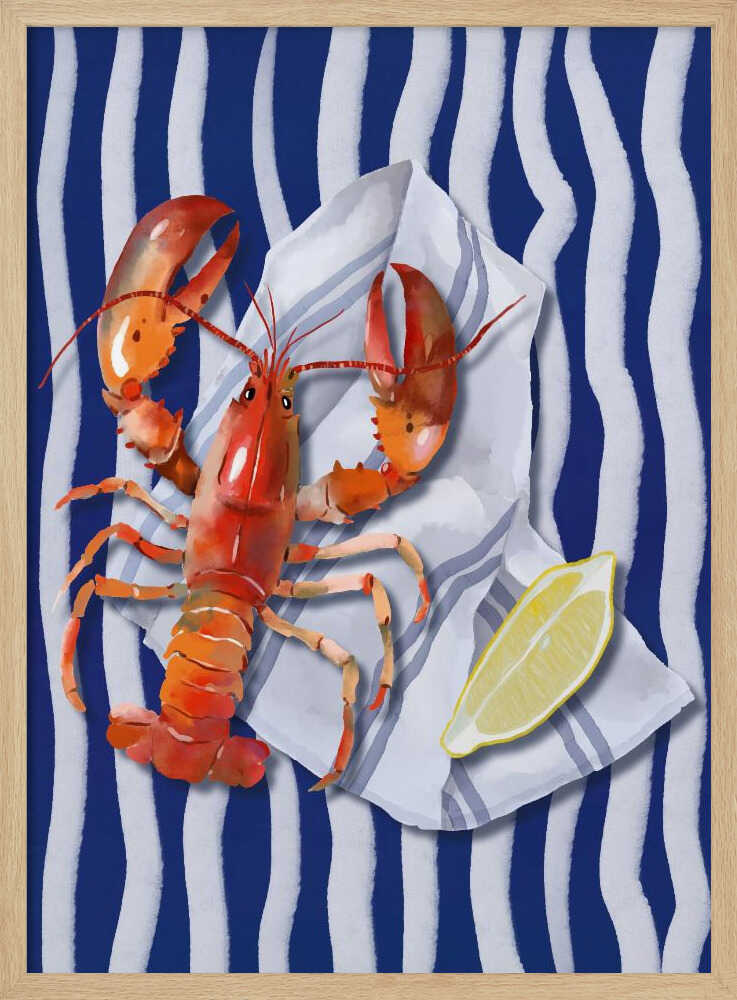 Coastal Lobster with Lemon Art Print UK — Landscape Fresh Wall Art — Kitchen — Wall It All Prints