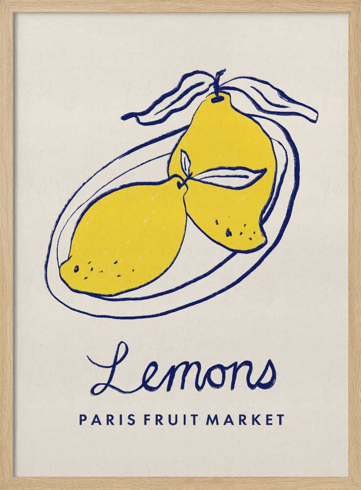 Paris Fruit Market Lemons Art Print UK — Vintage Vibrant Wall Art — Kitchen — Wall It All Prints