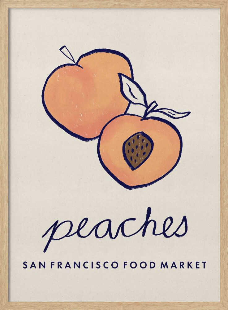 Fresh Summer Peaches Art Print UK — Botanical Fresh Wall Art — Kitchen — Wall It All Prints