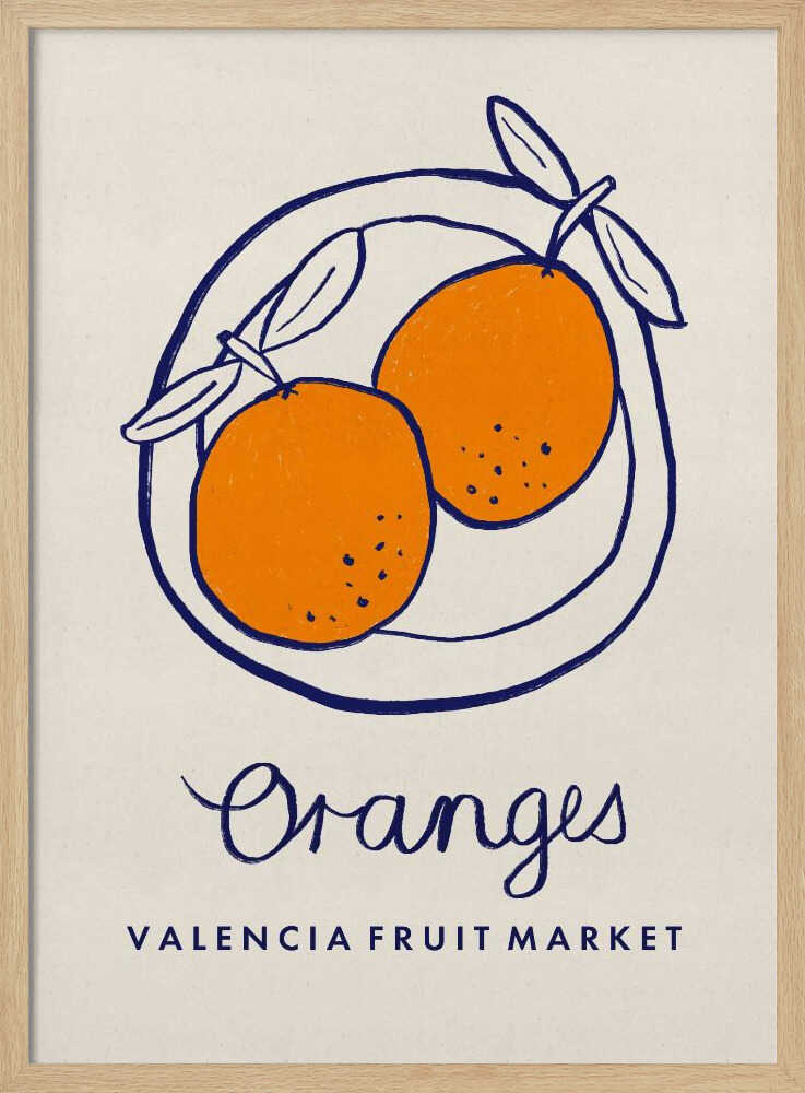 Valencia Market Oranges Art Print UK — Abstract Vibrant Wall Art — Kitchen — Wall It All Prints