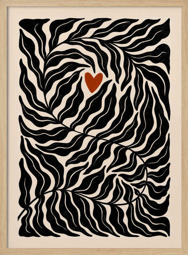 Organic Leaves Heart Art Print UK — Botanical Dark Wall Art — Office — Wall It All Prints