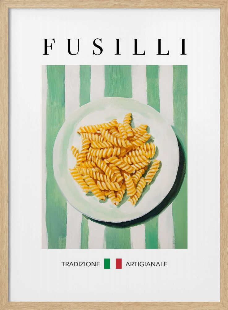 Italian Fusilli Plate Art Print UK — Food Fresh Wall Art — Kitchen — Wall It All Prints
