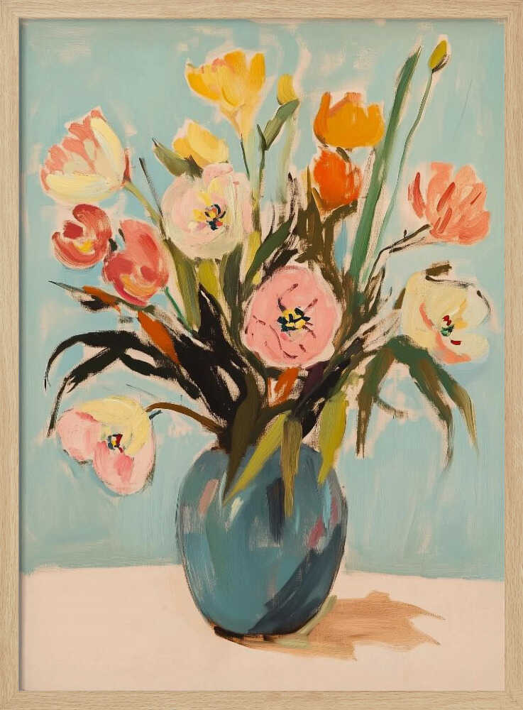 Colorful Happy Flowers Art Print UK — Botanical Vibrant Wall Art — Living Room — Wall It All Prints