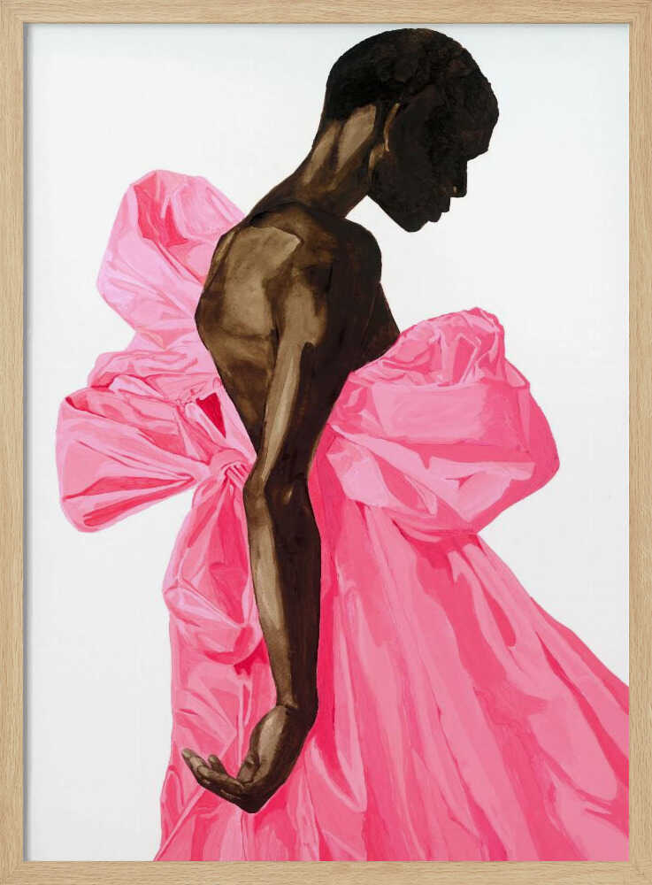 Vibrant Pink Bow Dress Art Print UK — Dark Moody Vibrant Wall Art — Living Room — Wall It All Prints